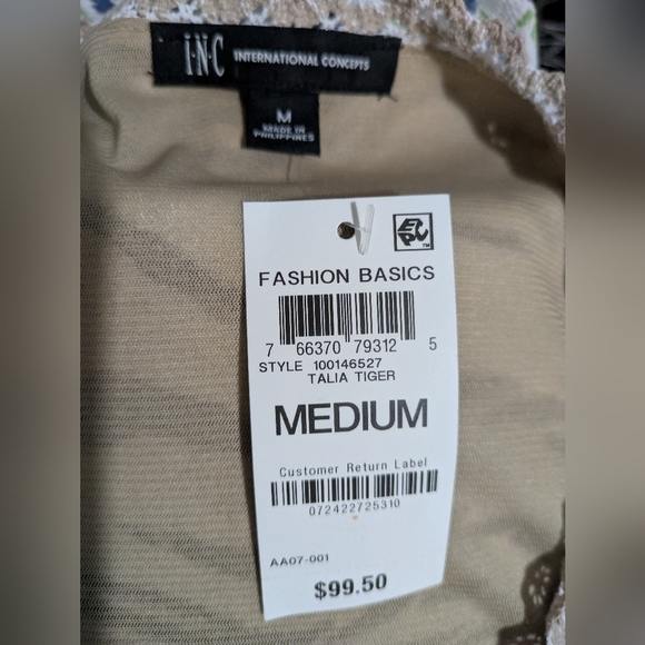 Inc New Women's Tiger Print Bell Sleeve Mini Boho Festival Dress, Size M Beige - Picture 5 of 16